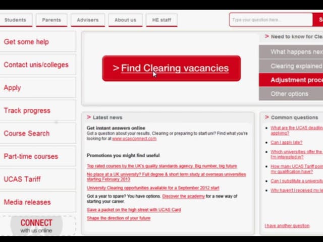 UCAS will help you find Clearing vacancies