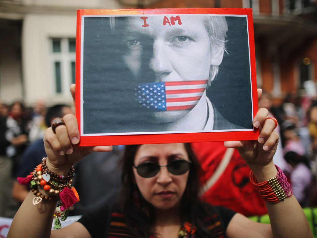 Assange supporters are at the embassy