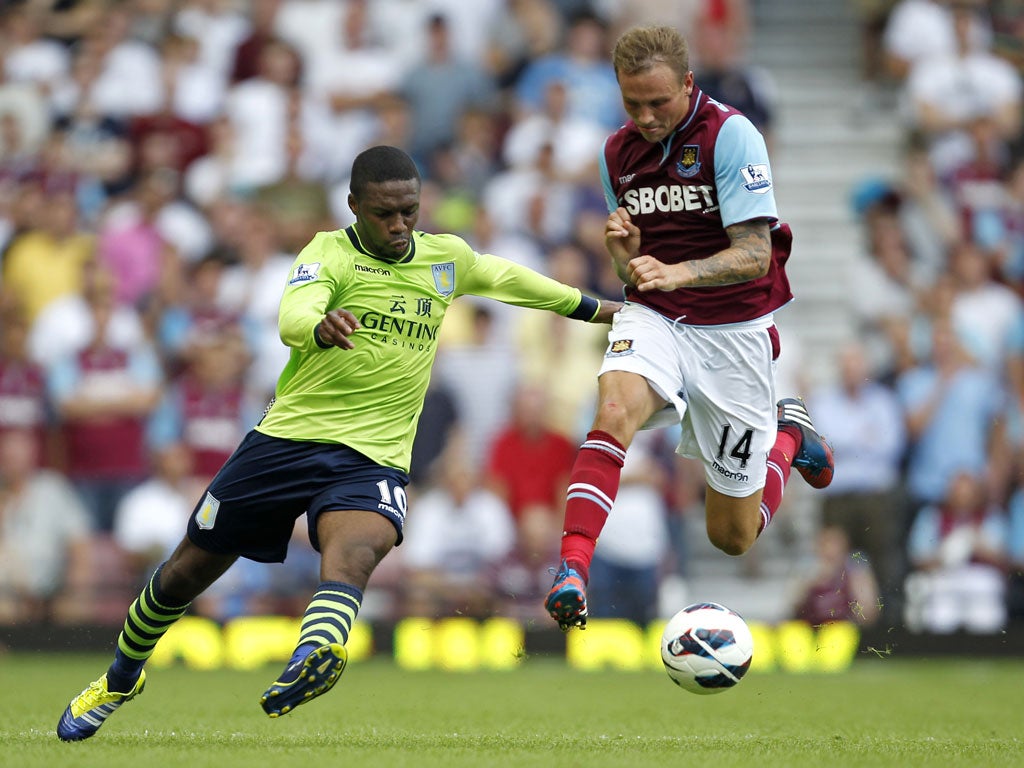 French midfielder Charles N'Zogbia vies with West Ham United's Matthew Taylor