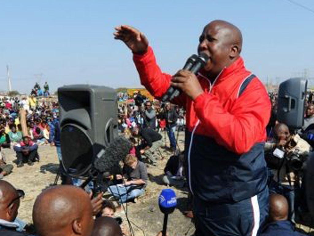 "They had no right to shoot," Malema said, even if the miners had opened fire first.