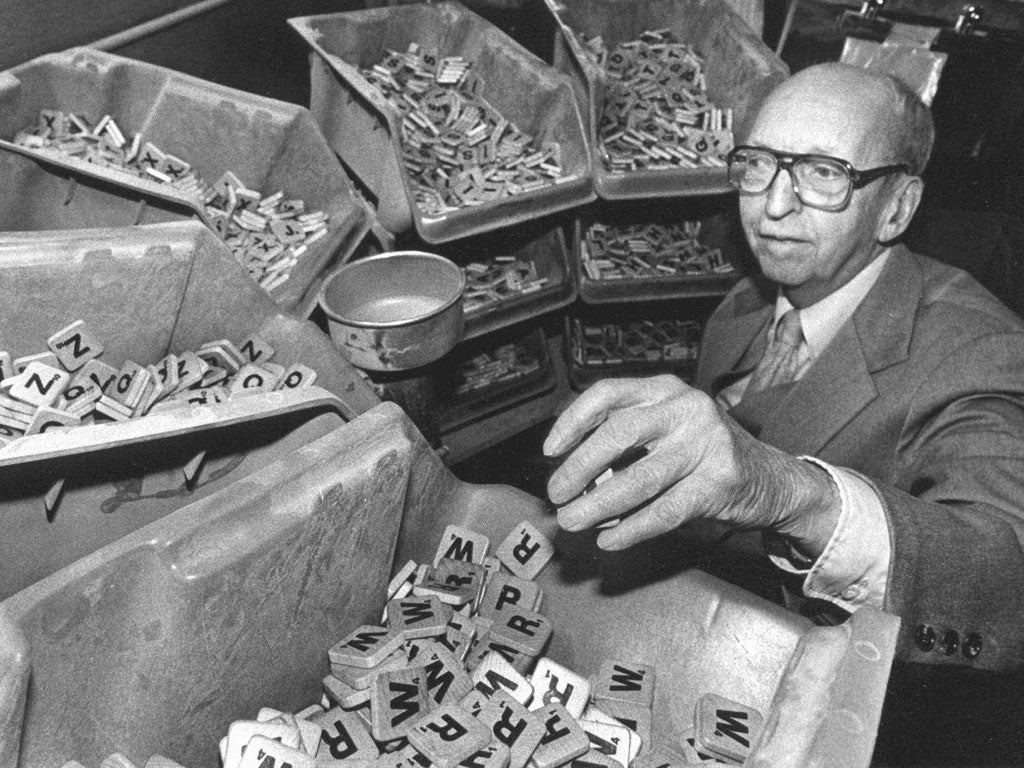 Wordsmith: Scrabble inventor Alfred Butts at the game's factory in Fairfax, Vermont, in 1985