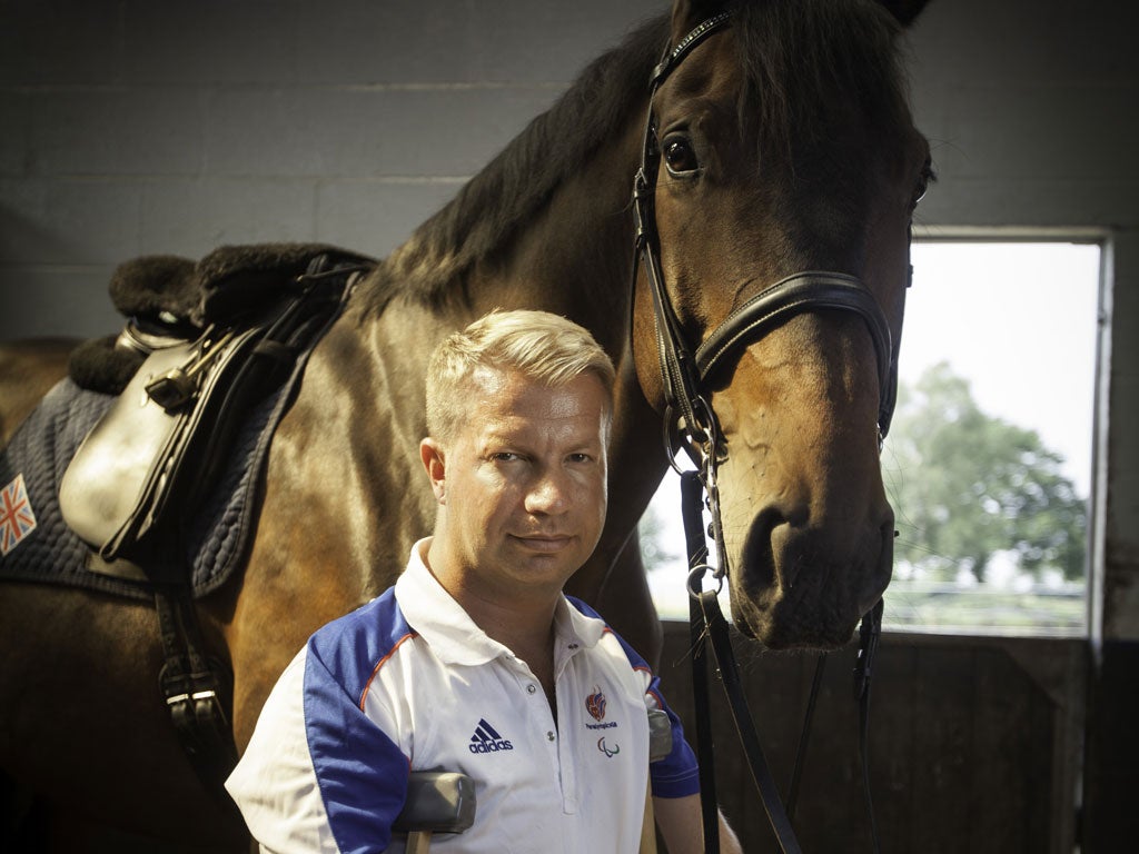 Lee Pearson at home with Gentleman