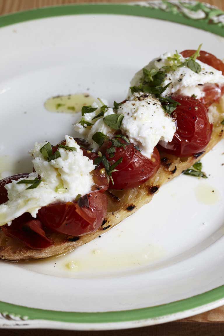 Cherry tomato, mozzarella and Greek basil sandwich