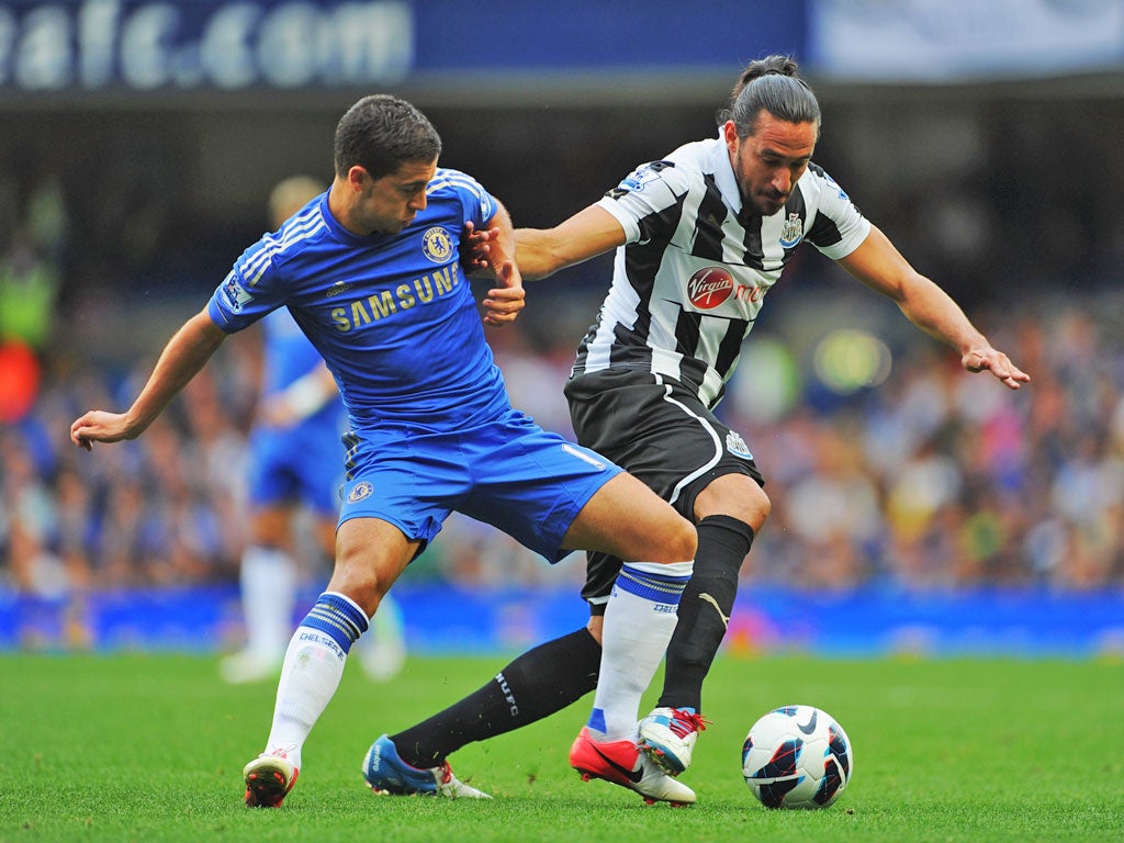 New signing Eden Hazard (right) showed his that he could be the star of this season by scoring the first goal of the match