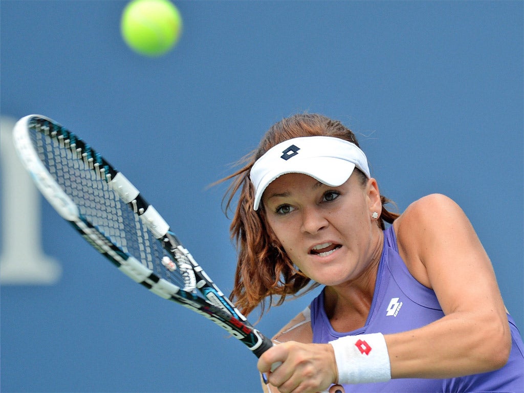 Agnieszka Radwanska on her way to victory over Nina Bratchikova