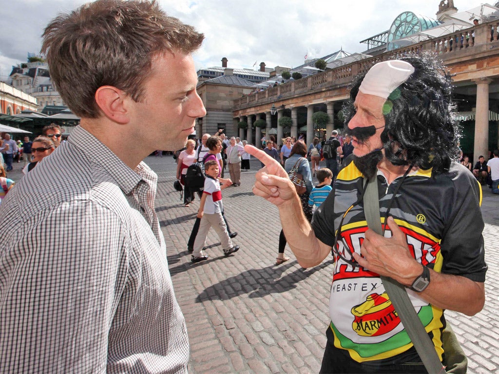 Our reporter receives a surprise monologue from a pop-up Shakespeare actor Timothy Block