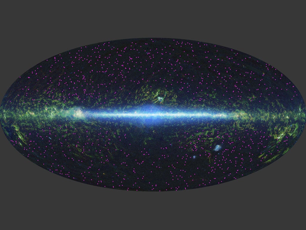 A full sky survey, as  seen by NASA's Wide-field Infrared Explorer (WISE).