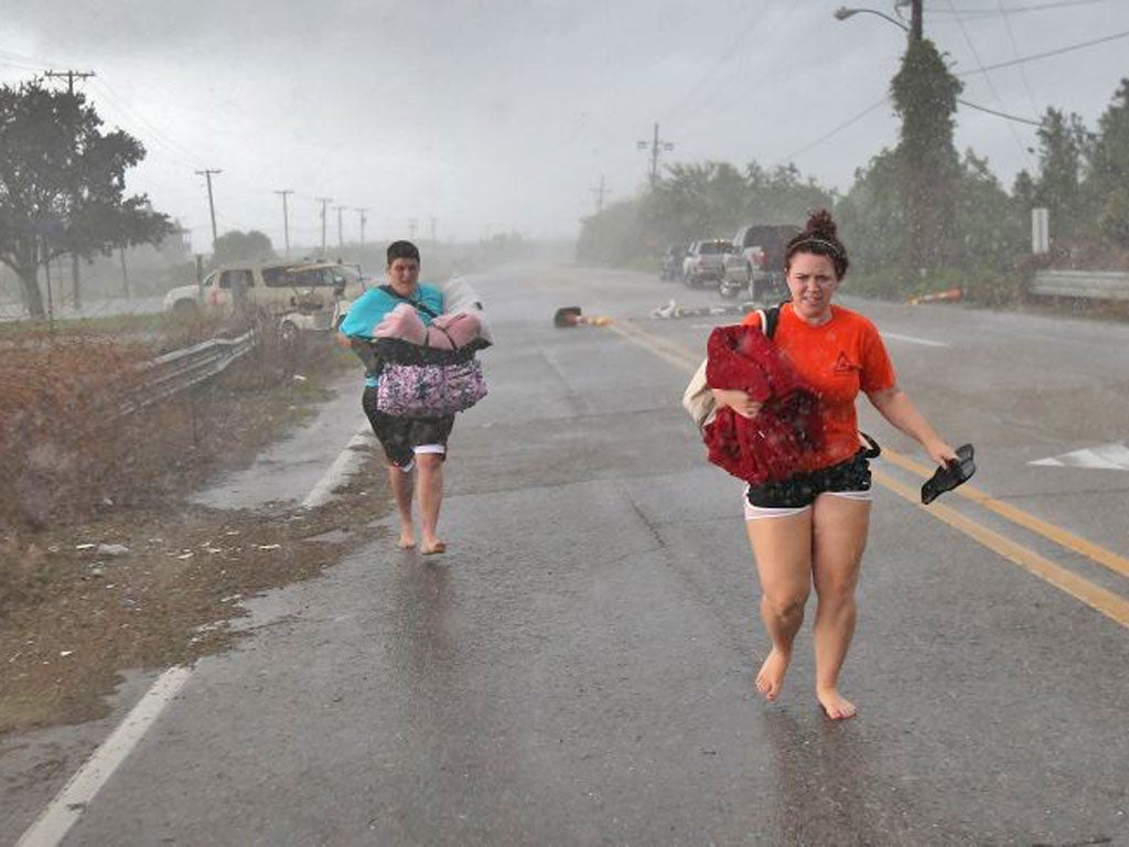 Fleeing from the flood in Slidell, Louisiana