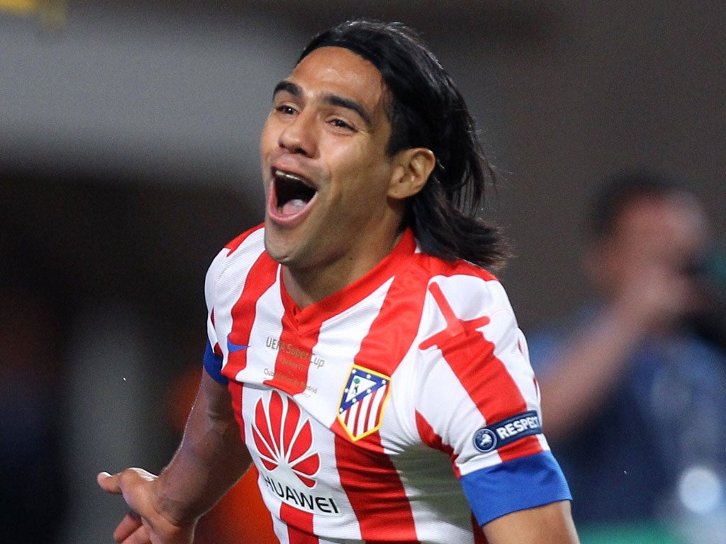 Atletico Madrid striker Radamel Falcao scored a first-half hat-trick