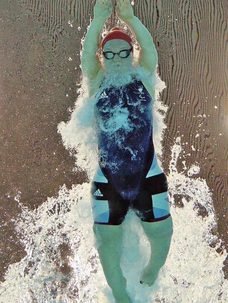 Going for gold: Ellie Simmonds on her way to the Paralympic title