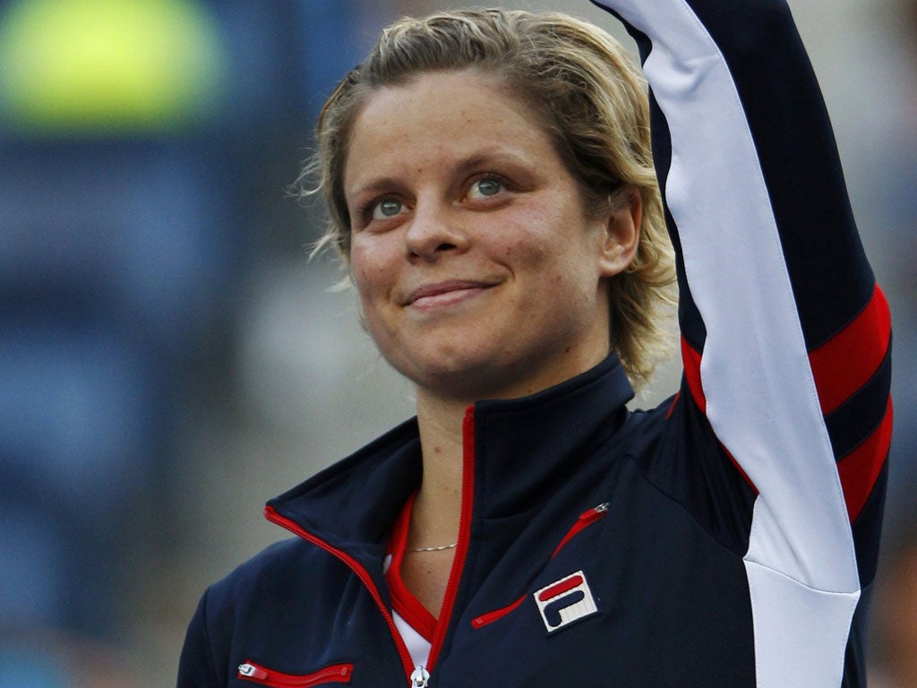 &#13;
Kim Clijsters bidding farewell to tennis in 2012 &#13;