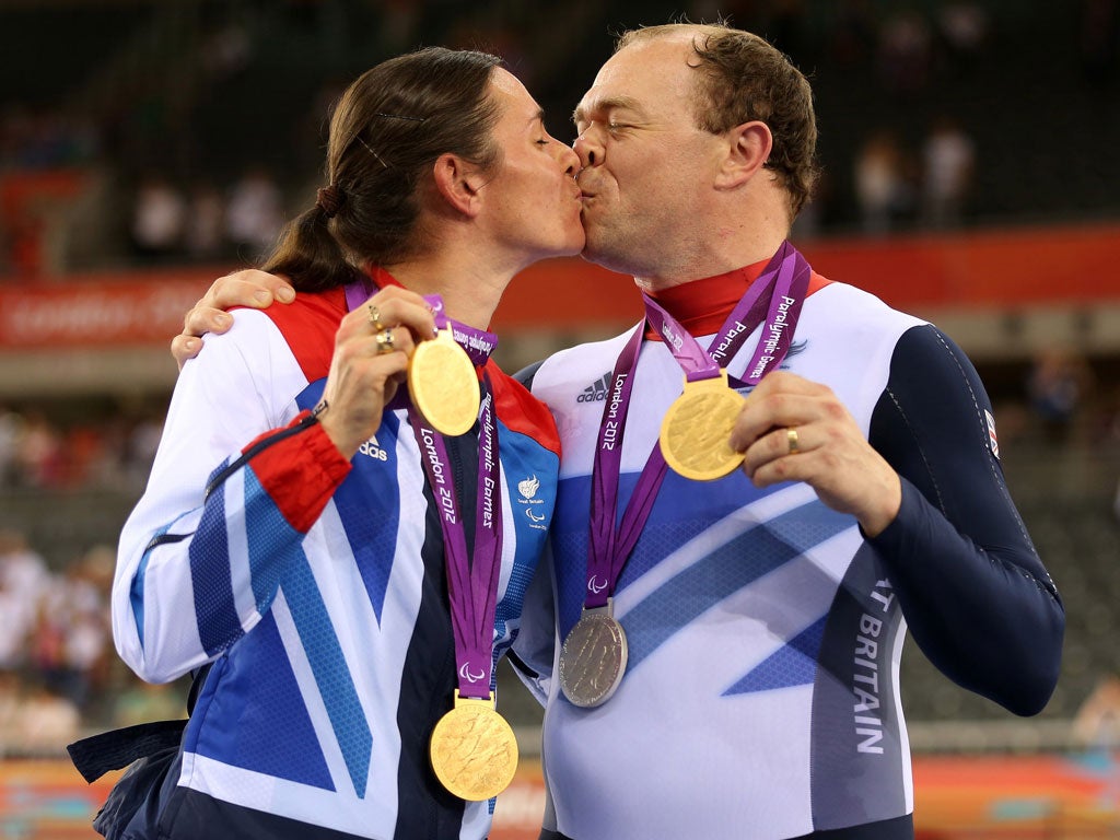 Sarah and Barney Storey in the Velodrome