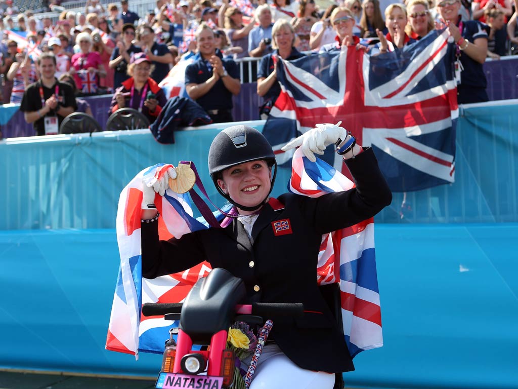 Natasha Baker celebrates her double gold success