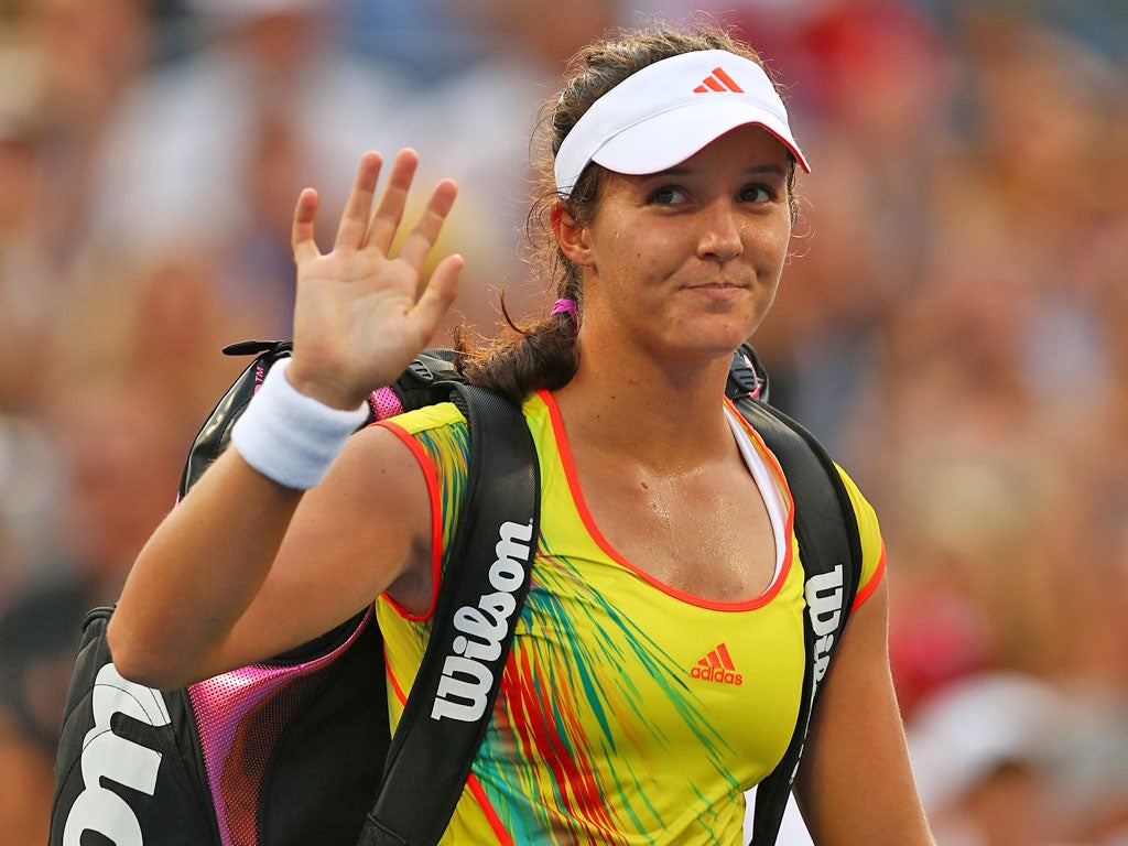 Laura Robson waves goodbye to the US Open