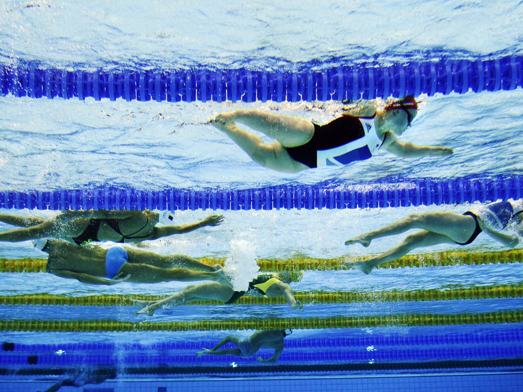 Ellie Simmonds in action at the Aquatics Centre