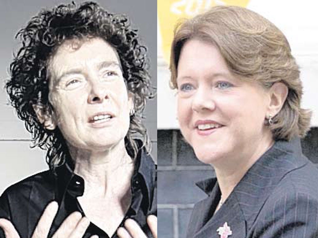 War of words: novelist Jeanette Winterson is unhappy that
Maria Miller (right) is the new Culture Secretary