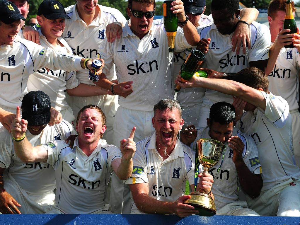 Warwickshire celebrate the County Championship