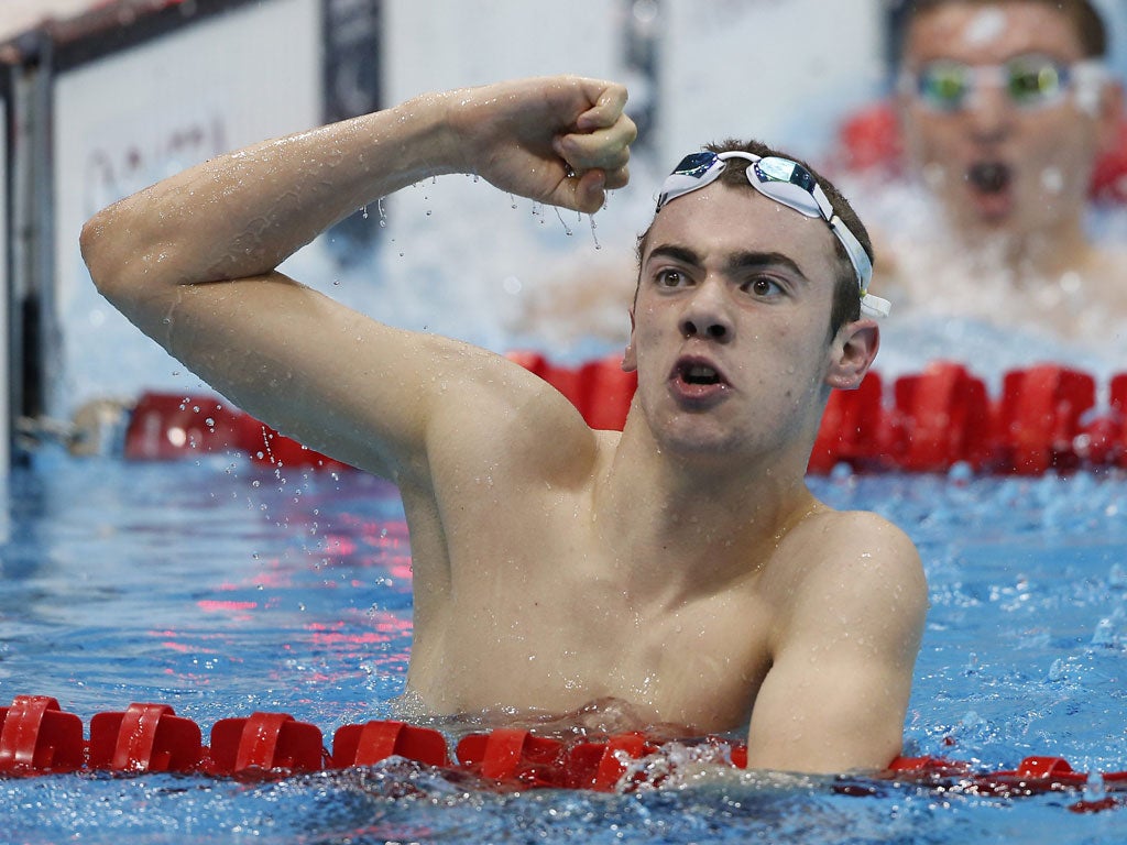 Josef Craig celebrates after winning his gold medal yesterday