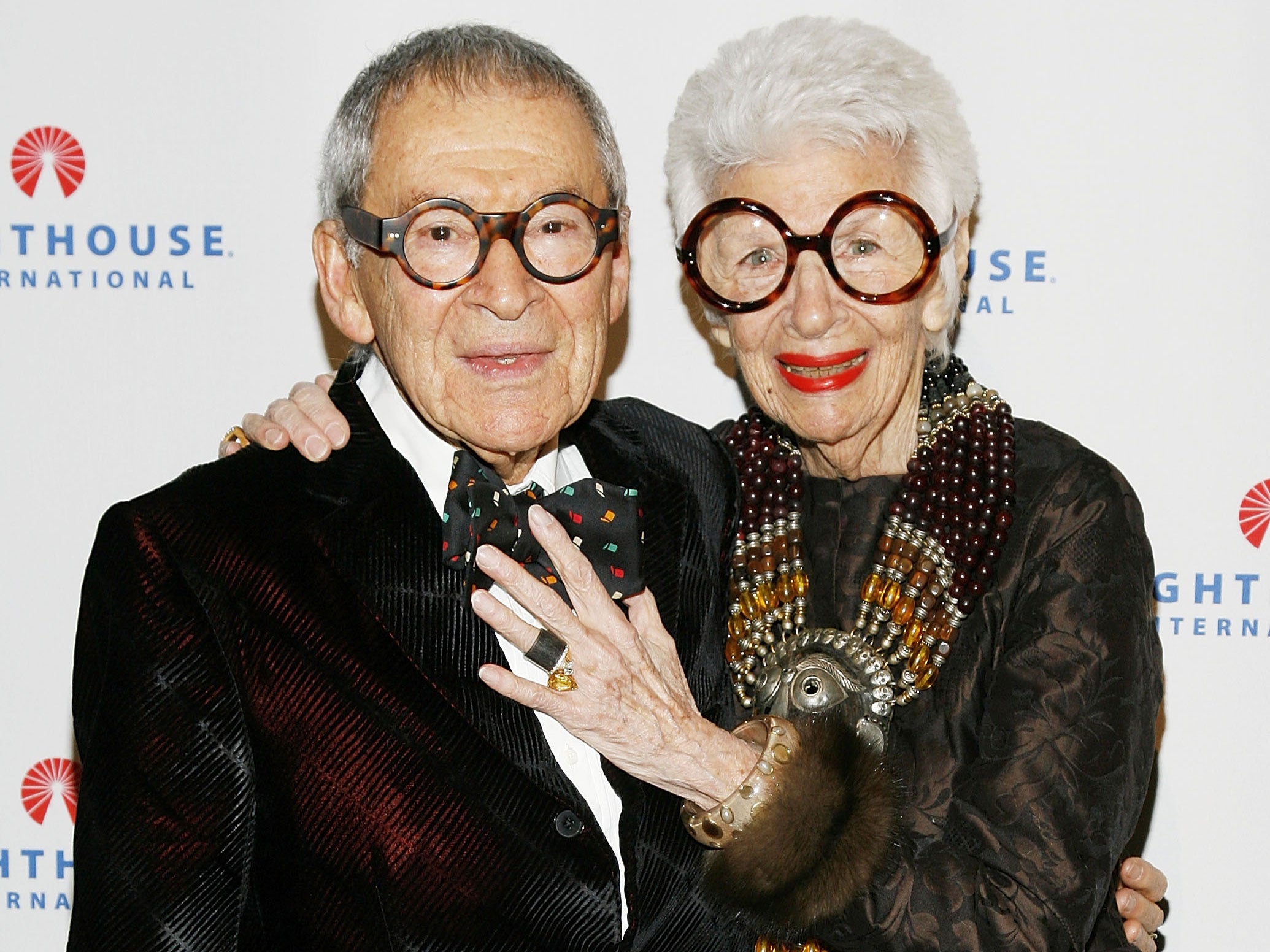 Iris Apfel and husband Carl in 2008