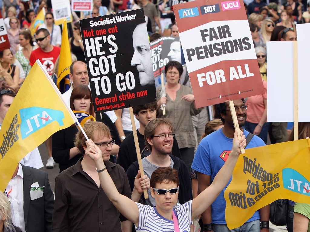 Public sector workers, including NUT members, striking last June