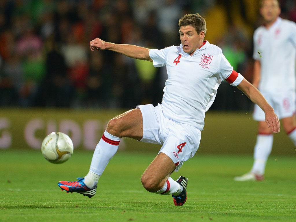 Captain Steven Gerrard playing for England last night