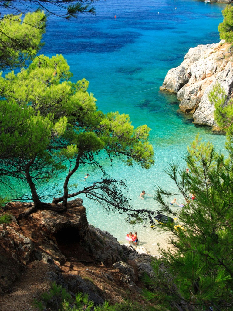 People on a beach in Jagodna village on Hvar Island
