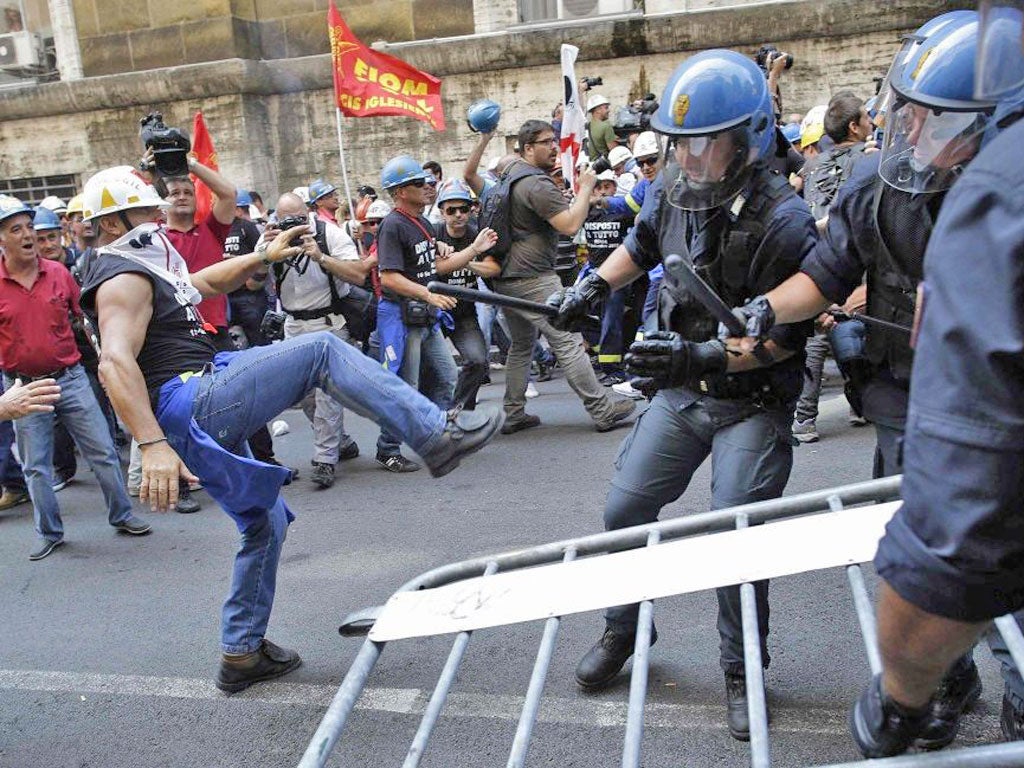 Italian steelworkers fearing job losses clash with police in Sardinia
yesterday