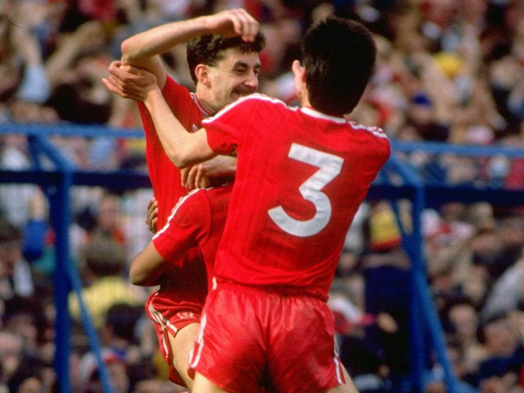 John Aldridge celebrates for Liverpool at the 1988 semi-final