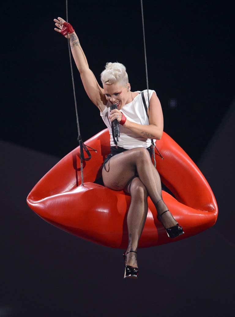Pink performing in Los Angeles in 2012