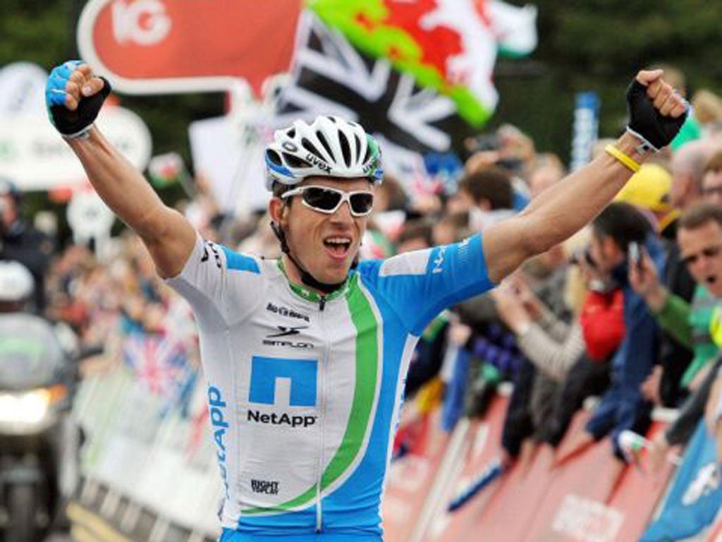 Leopold König celebrates victory in Caerphilly yesterday