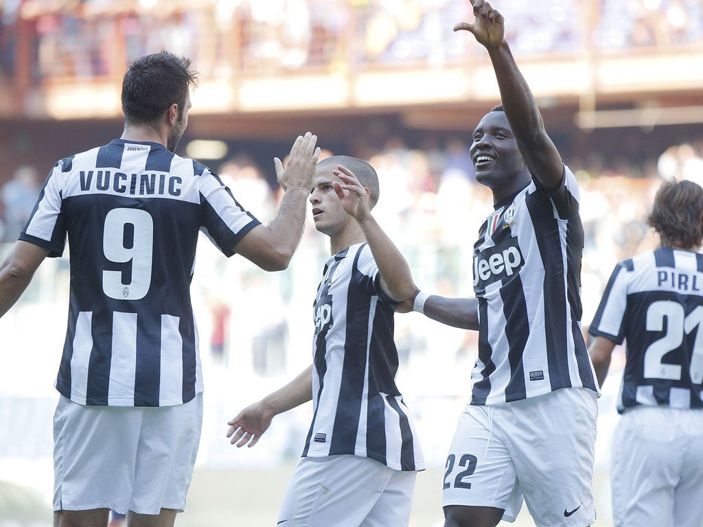 Kwadwo Asamoah celebrates after he added a second