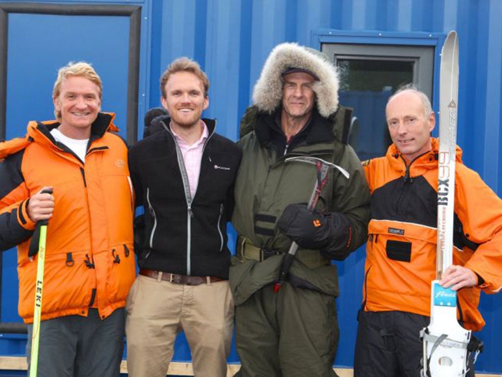 The team includes, from left, Ian Prickett, Tristam Kaye, Sir Ranulph Fiennes and Brian Newham