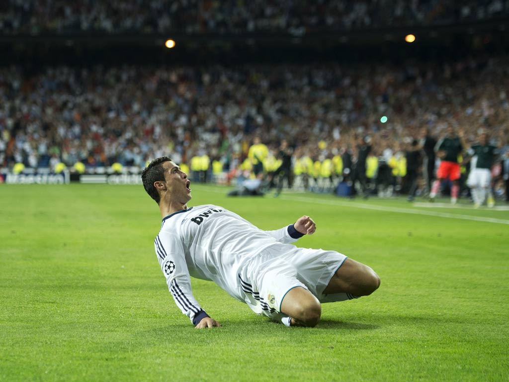 Cristiano Ronaldo celebrates the winner against Manchester City