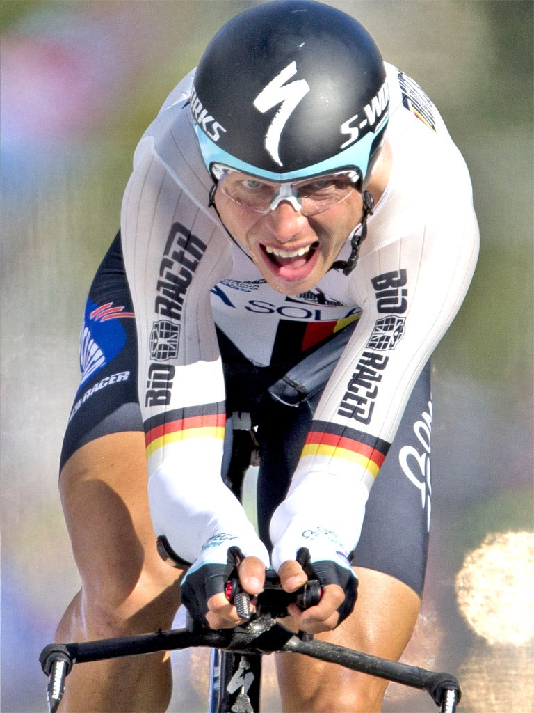 Germany's Tony Martin on his way to winning another world title