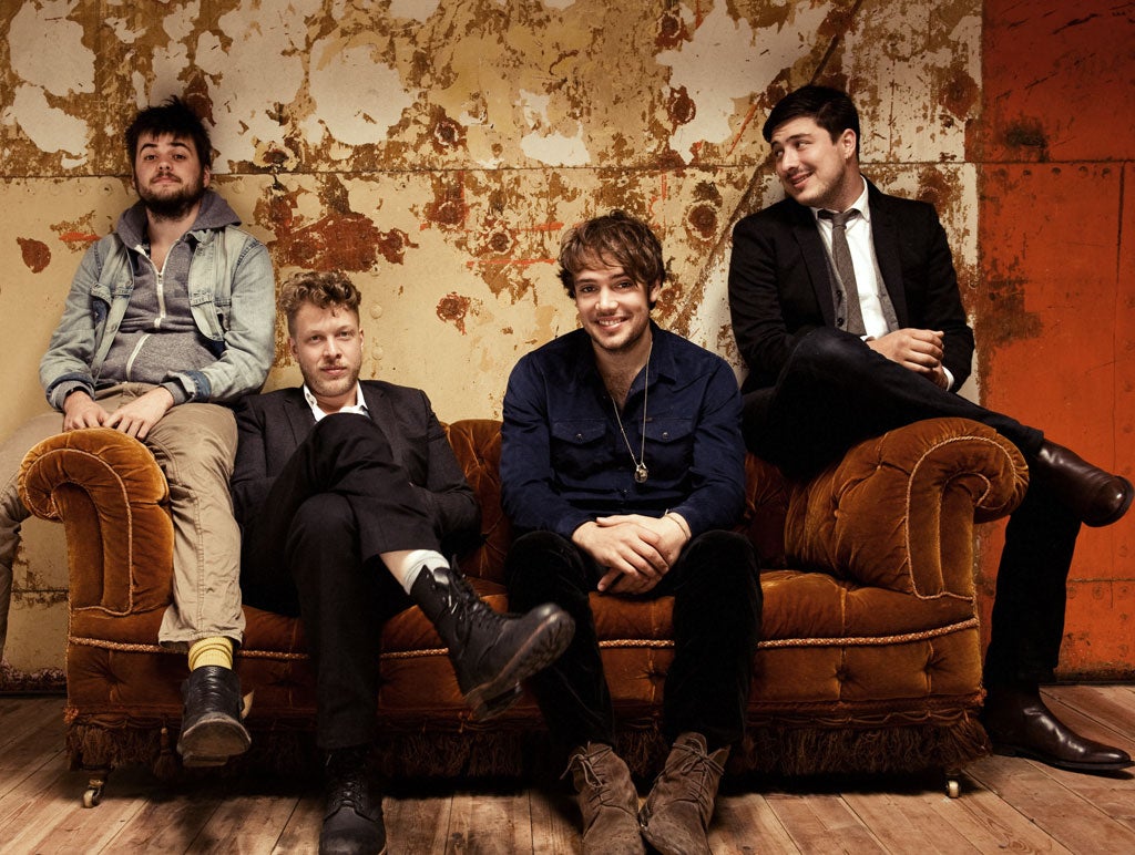Sighing no more: (from left) Winston Marshall, Ted Dwane, Ben Lovett, and Marcus Mumford are now stars in the US