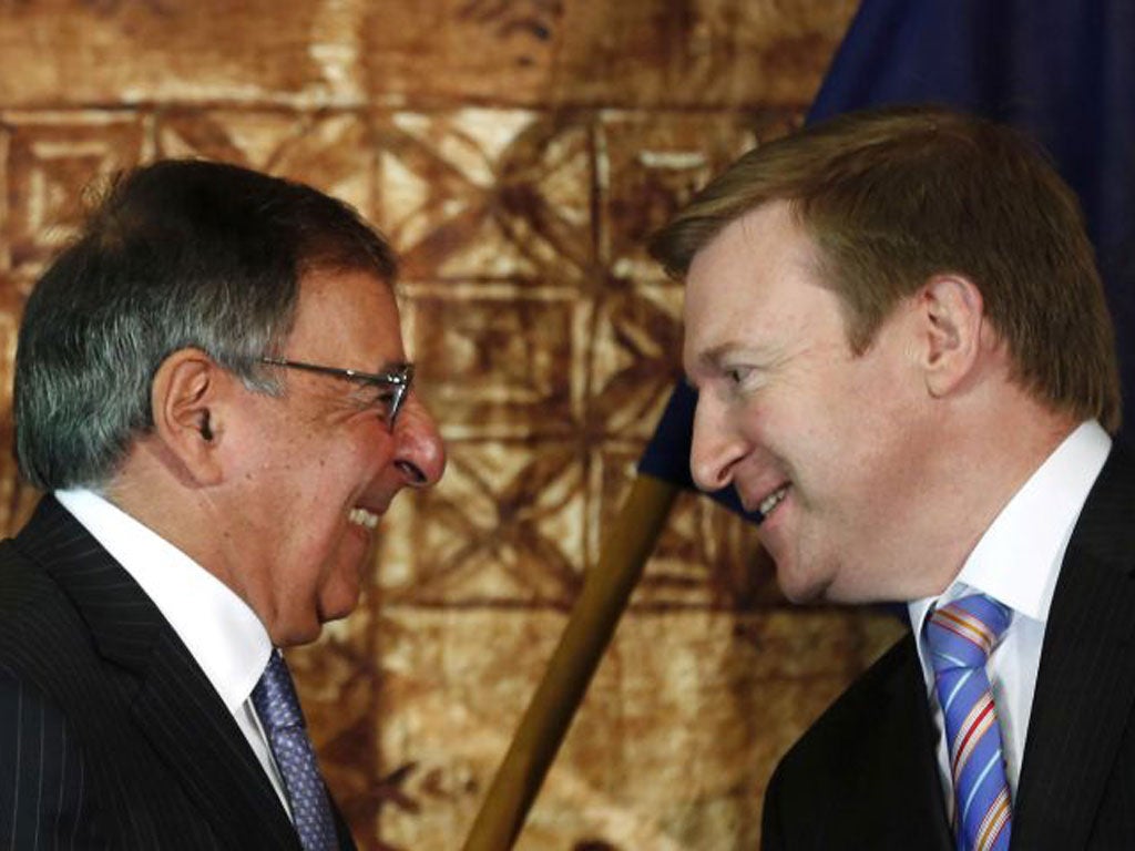 US Defence Secretary Leon Panetta meets his New Zealand counterpart Jonathan Coleman