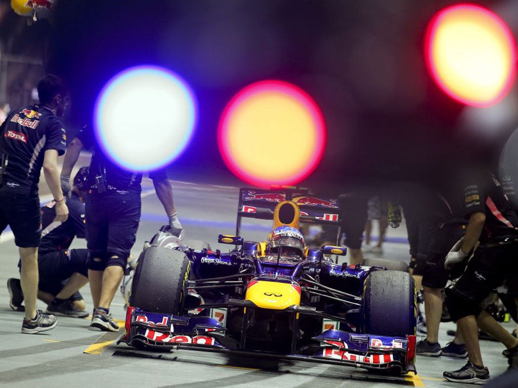 Sebastian Vettel during the second practice session in Singapore