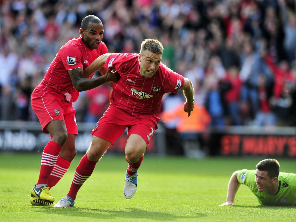 Ricky Lambert of Southampton celebrates his goal