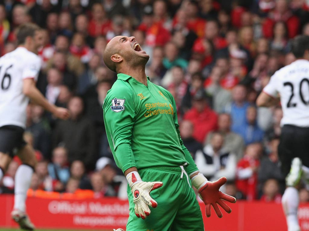 Liverpool goalkeeper Jose Reina