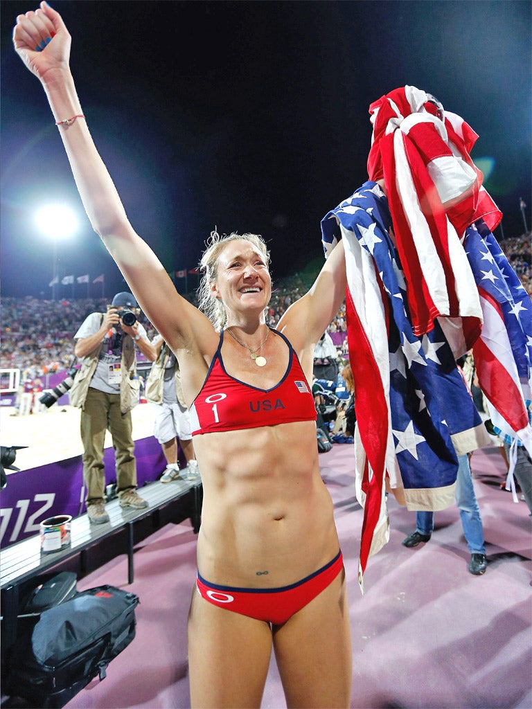 Kerri Walsh Jennings celebrates winning Gold in London