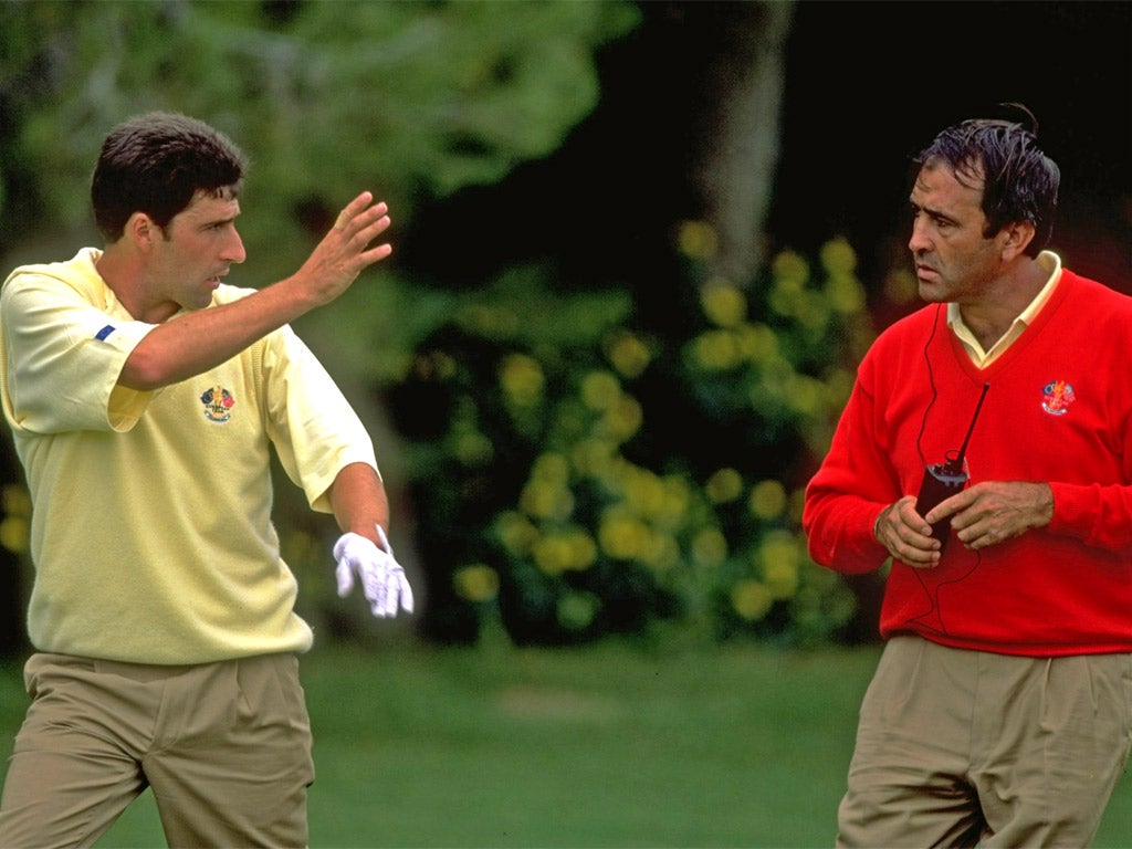 Jose Maria Olazabal and Seve Ballesteros at Valderrama in 1997