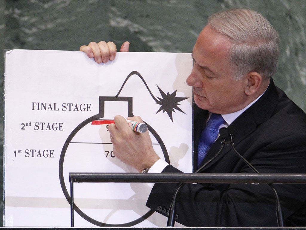 Netanyahu said in 2012 that Iran was a year away from completing a nuclear bomb