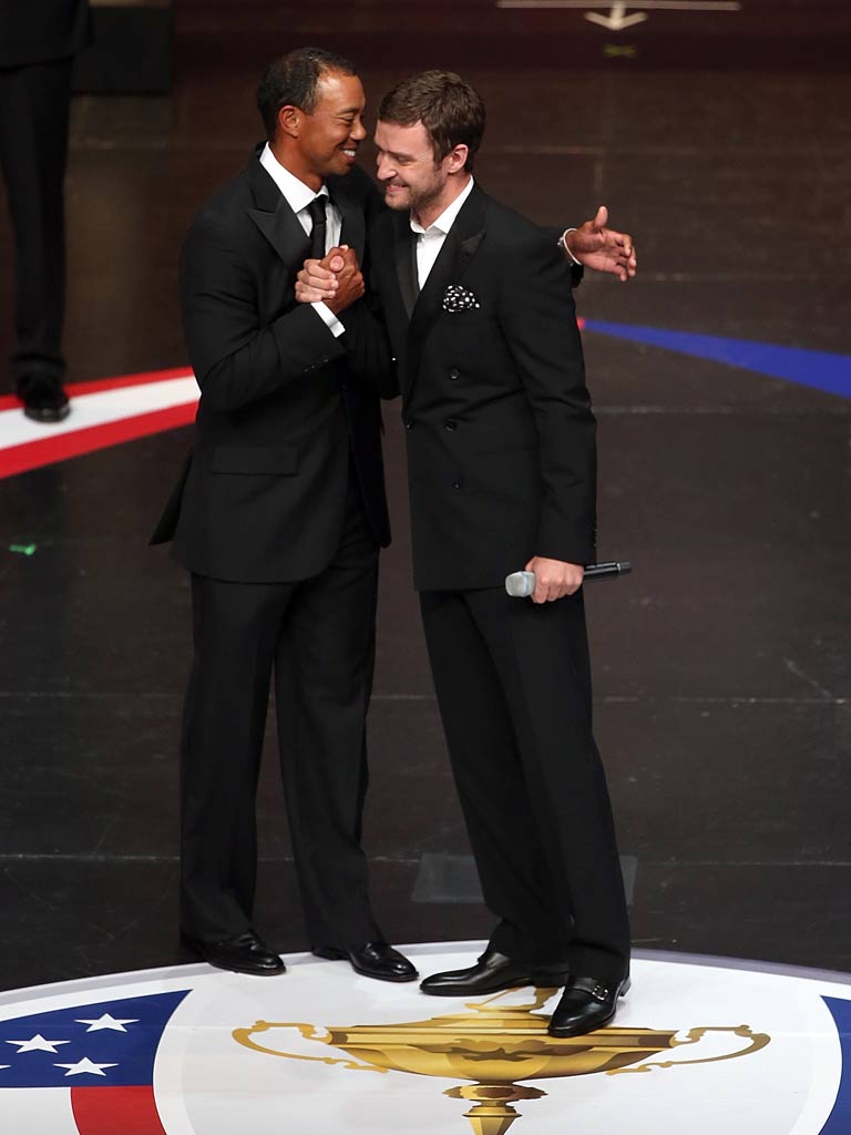 Justin Timberlake with Tiger Woods