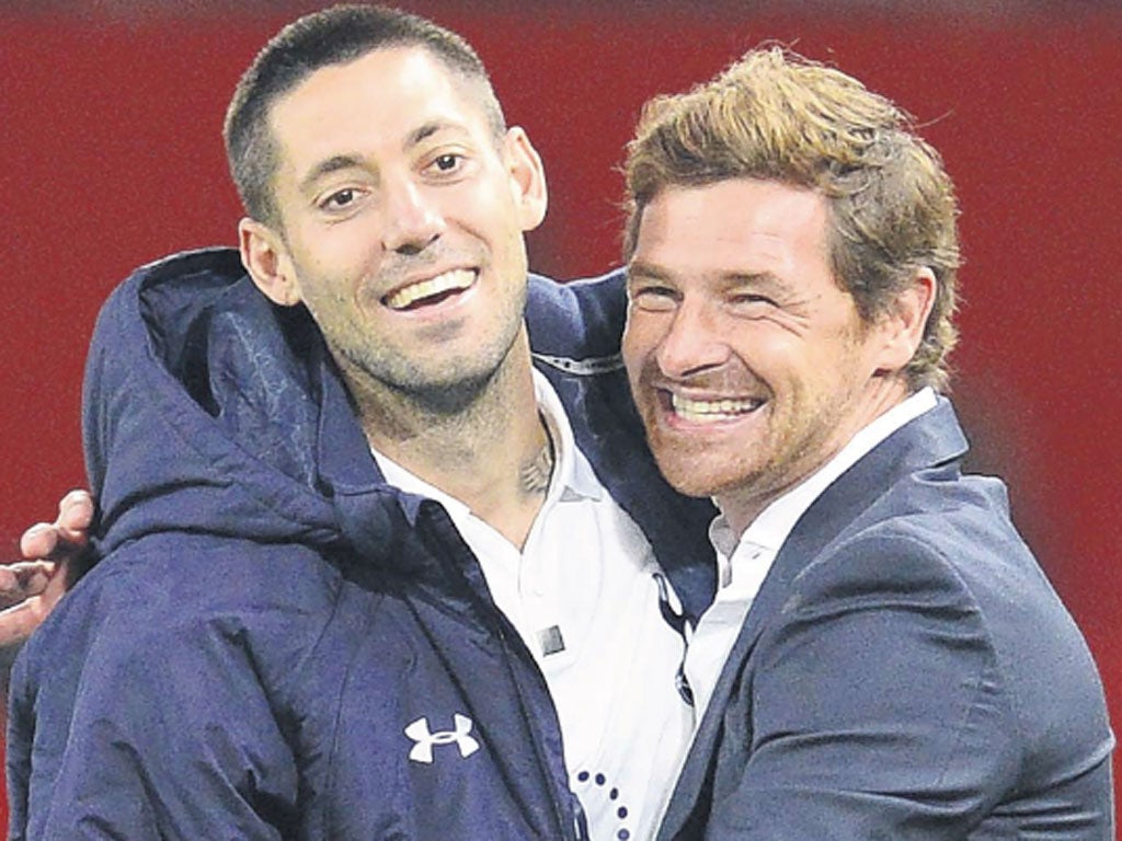 Spurs’ goalscorer Clint Dempsey feels the love from AVB