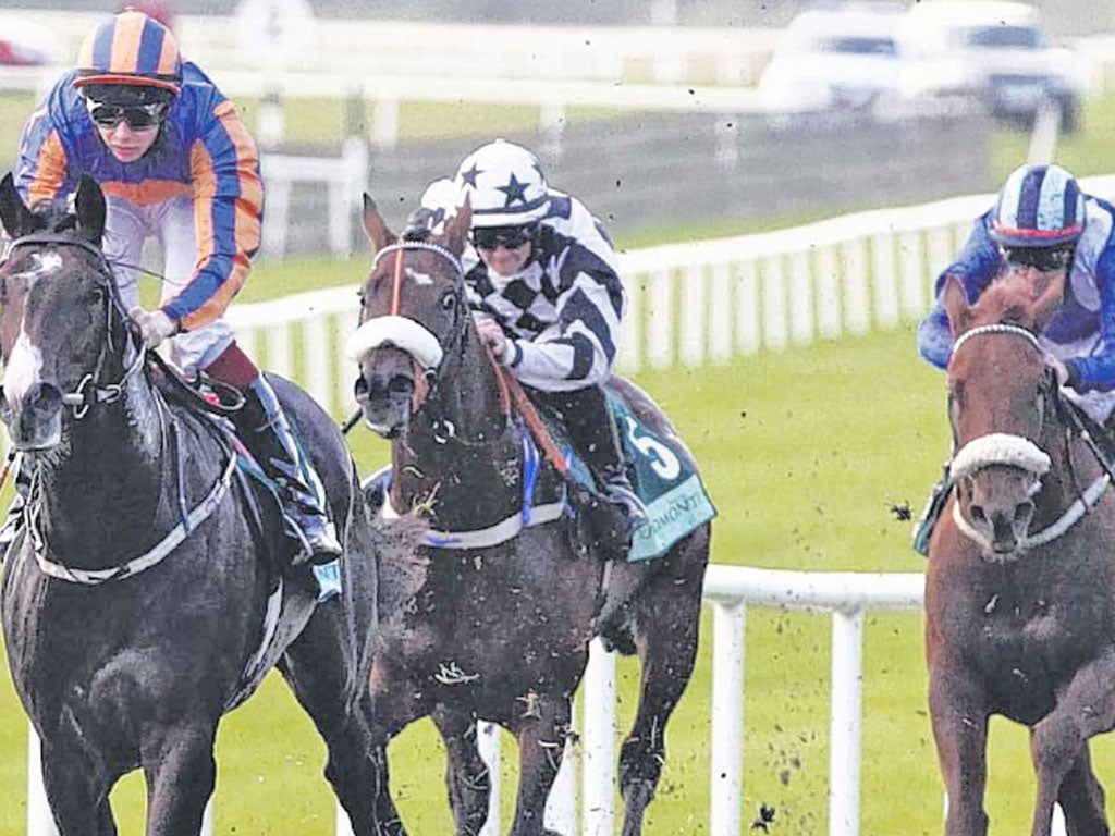 Battle of Marengo, ridden by Joseph O’Brien (left), wins the Beresford Stakes