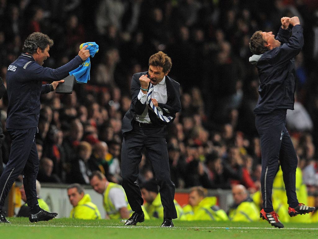 Andre Villas-Boas celebrates at Old Trafford