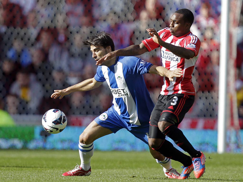 Wigan's Jordi Gomez in action against Sunderland