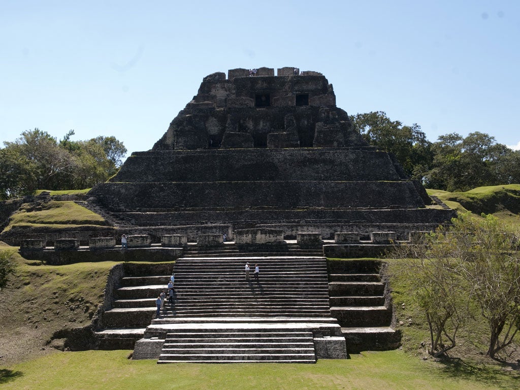 Prince Harry visits Xunantunich Mayan Temple on March 3, 2012 in Benque Viejo del Carmen, Belize.