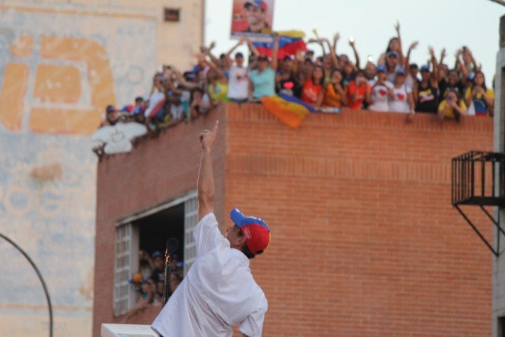 Henrique Capriles, rallies his supporters in his campaign to topple President Hugo Chavez