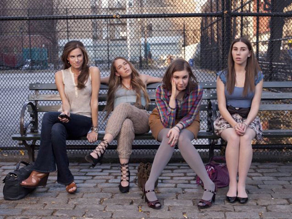Allison Williams, Jemima Kirke, Lena Durnham and Zosia Mamet as Marnie, Jessa, Hannah and Shoshanna in ‘Girls’